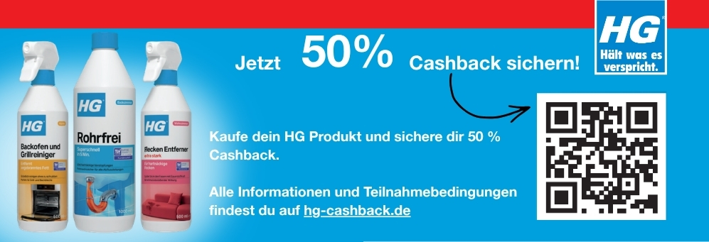 Jetzt 50 % Cashback Sichern! Kaufe Dein HG Produkt Und Sichere Dir 50 % Cashback. Alle Informationen Und Teilnahmebedingungen Findest Du Auf Hg Cashback.De.
